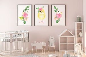 Baby Chicken. Watercolor Clipart