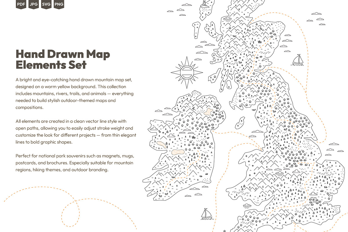 Mountain Map Vector Set, a Transportation Illustration by Ilia Design (Photo 5 of 7)