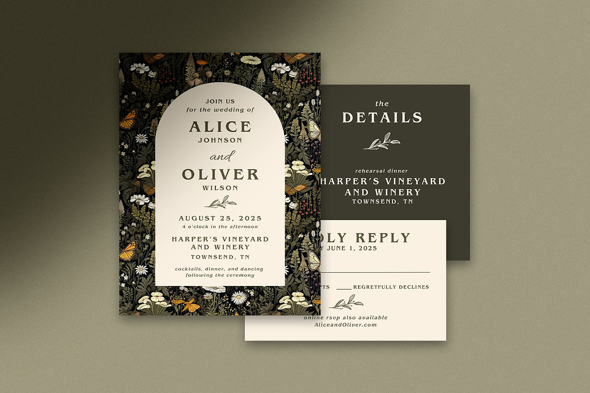 Garden Wedding Invitation Editable, a Design Template by Blue River Studio (Photo 1 of 5)