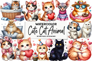 Cat Clipart, Animal Clipart, Pet Png, an Illustration by DreamArtGraphic