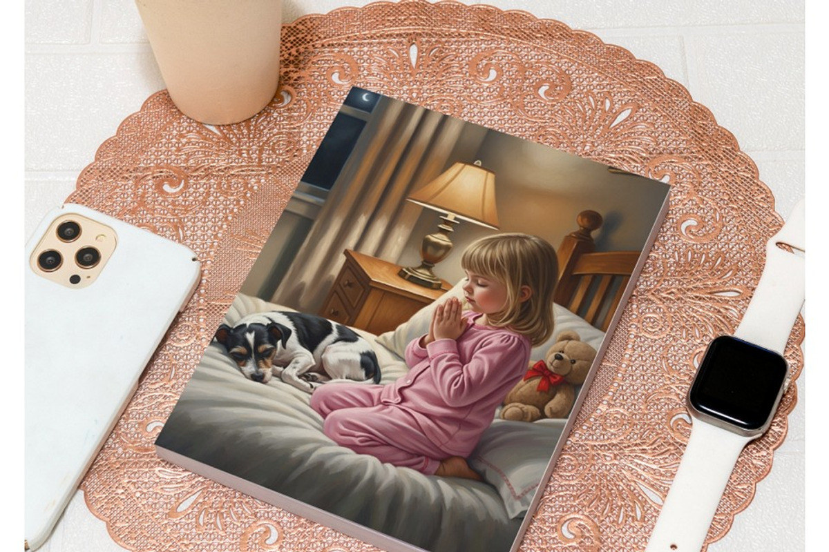 Girls praying at bedtime, a Person Illustration by Kat's Artful Creations (Photo 8 of 11)