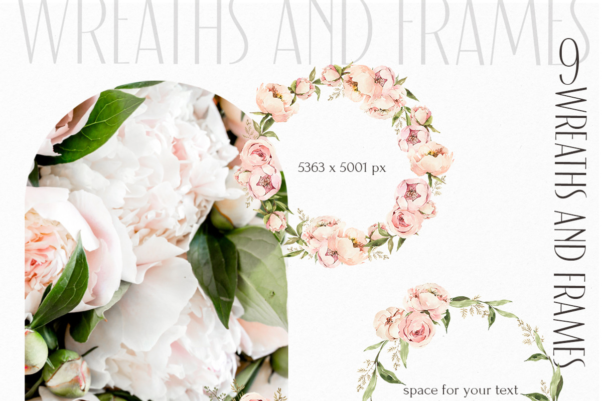 Peony inspiration Watercolor clipart, an Object Illustration by ArtMaslyana (Photo 4 of 7)