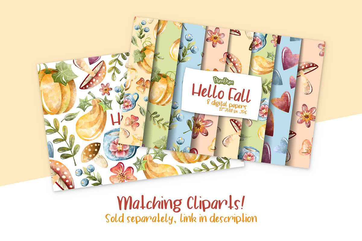 Fall Watercolor Cliparts, an Illustration by PlumPlumGraphics (Photo 2 of 2)