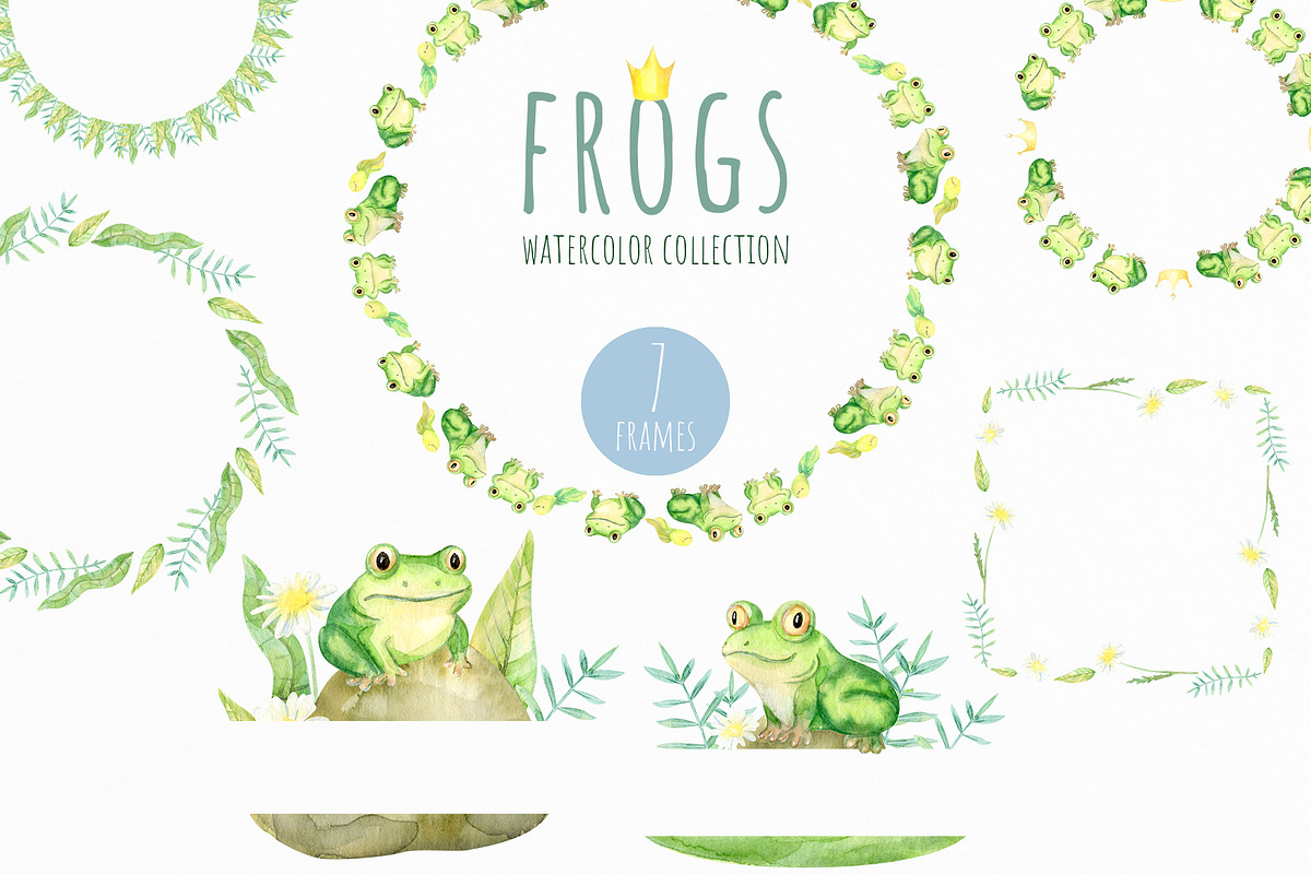 Watercolor Frogs Clipart PNG, an Animal Illustration by NataliArkushArt (Photo 8 of 13)