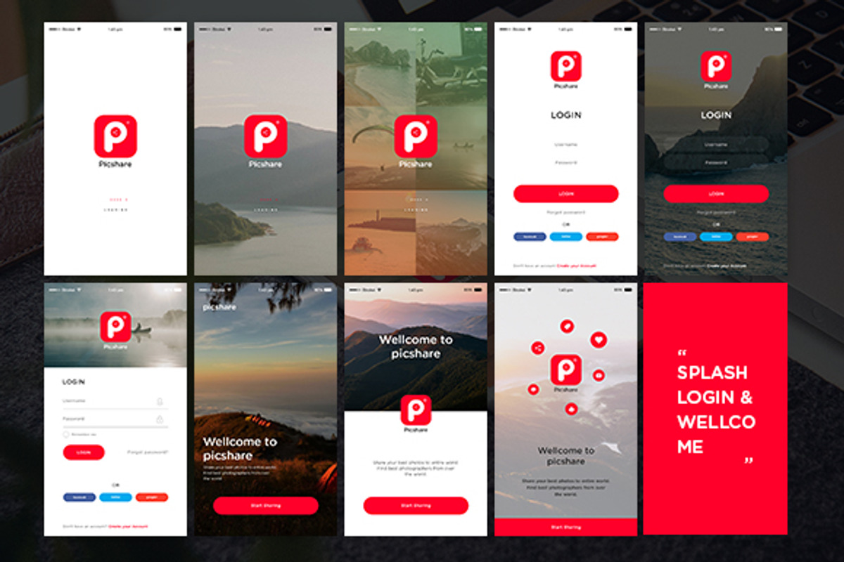 Picshare App UI Kit, an UI Kit Template by Awns Creators (Photo 2 of 5)