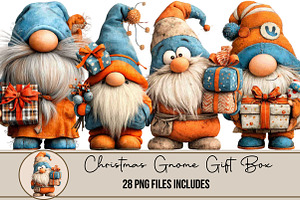 Christmas Gnome Gift Box Clipart, an Illustration by DreamArtGraphic