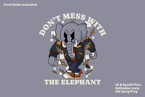 elephant wearing varsity jacket, a Branding & Logo Template by Judsart