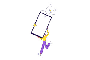 Person with a large smartphone with, an Education Illustration by undrey