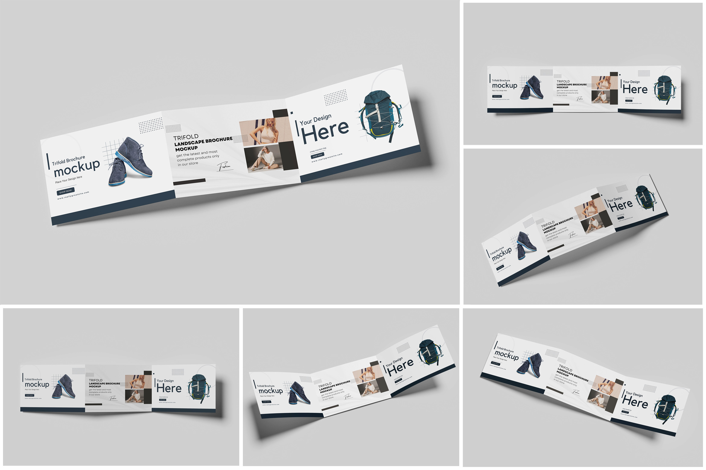 A4 Trifold Landscape Brochure Mockup, a Books & Magazine Mockup by Indah