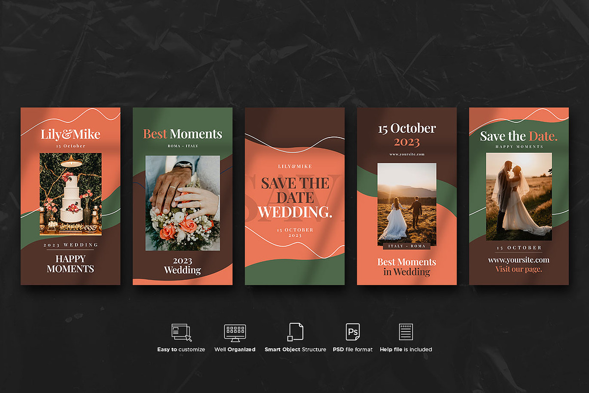 Wedding Social Stories PSD Templates, a Social Media Template by Giraffe Design Studio (Photo 18 of 21)