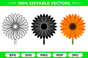 Flower Silhouette Vector Pack