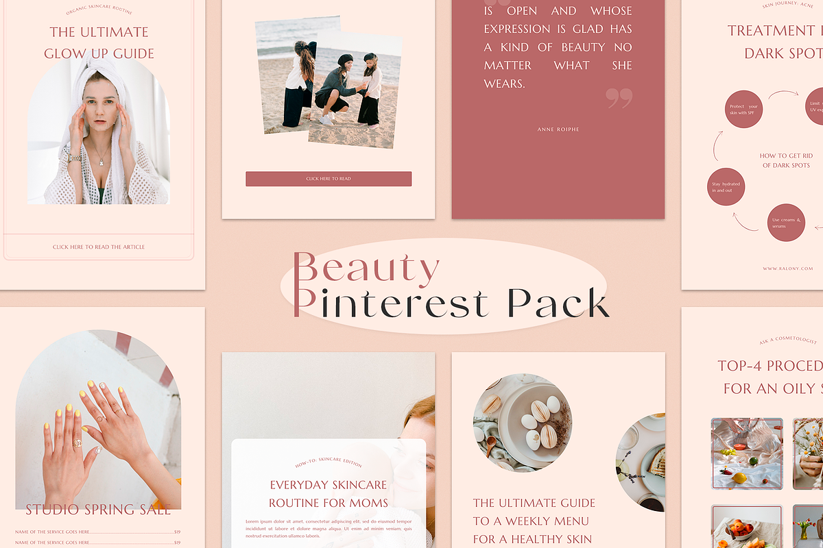 Beauty Pinterest Pack | Canva, a Social Media Template by Ralony (Photo 1 of 10)
