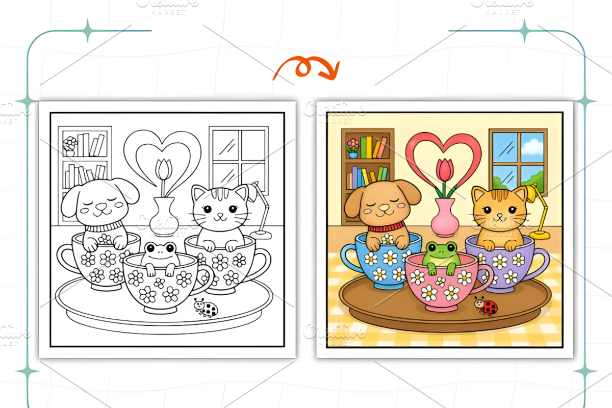 Cozy Quiet Friendship Coloring Pages, an Animal Illustration by Coco Bloom (Photo 7 of 9)