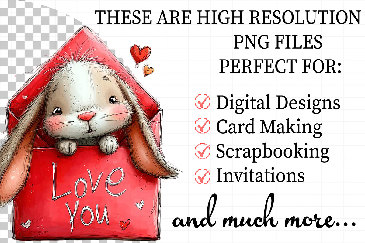 Whimsical Valentine Bunny Clipart, an Illustration by Daily.Designs (Photo 2 of 6)