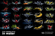 Fruits and vegetables in water, an Object Graphic by Handmadefont (Thumbnail 2 of 11)