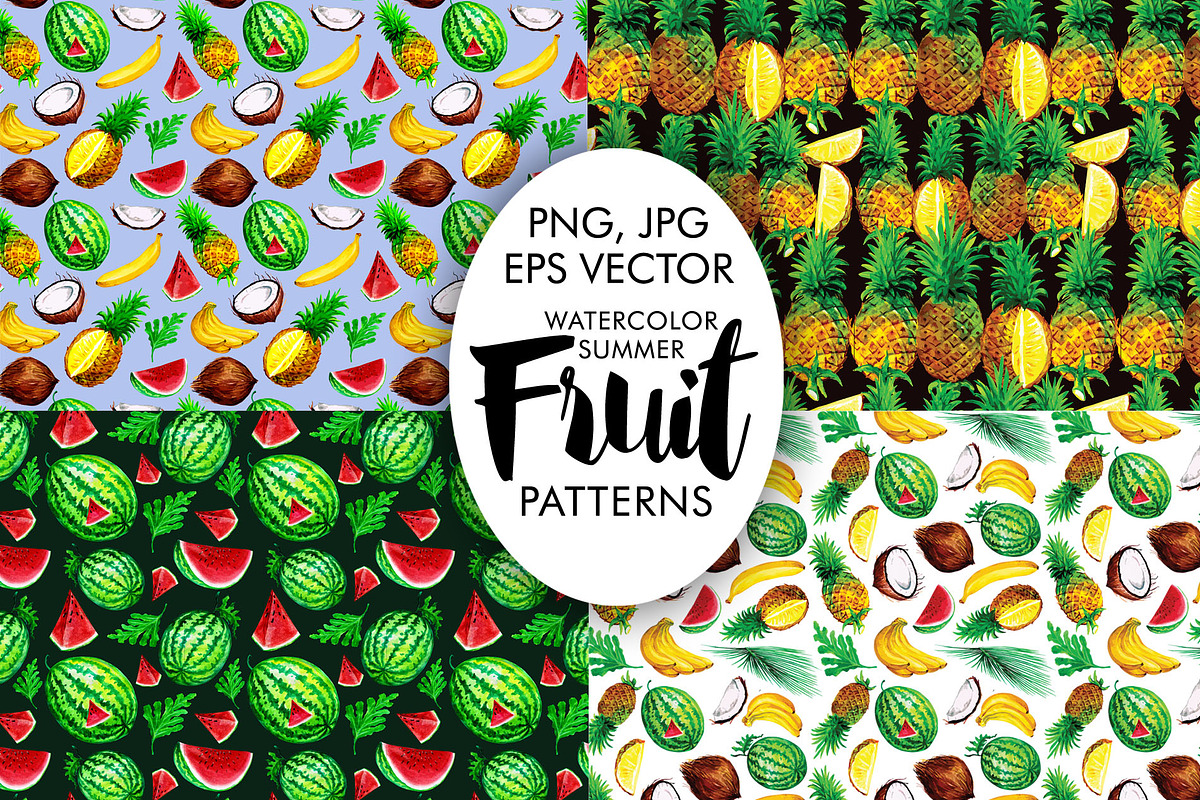Watercolor Summer Patterns Fruits, a Pattern Graphic by Graphobia (Photo 6 of 7)