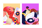 People listen to music set, posters, a Person Illustration by PaperTrident (Thumbnail 13 of 14)