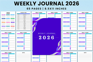 Weekly Journal 2026 KDP Interior, a Stationery Template by Shumaya