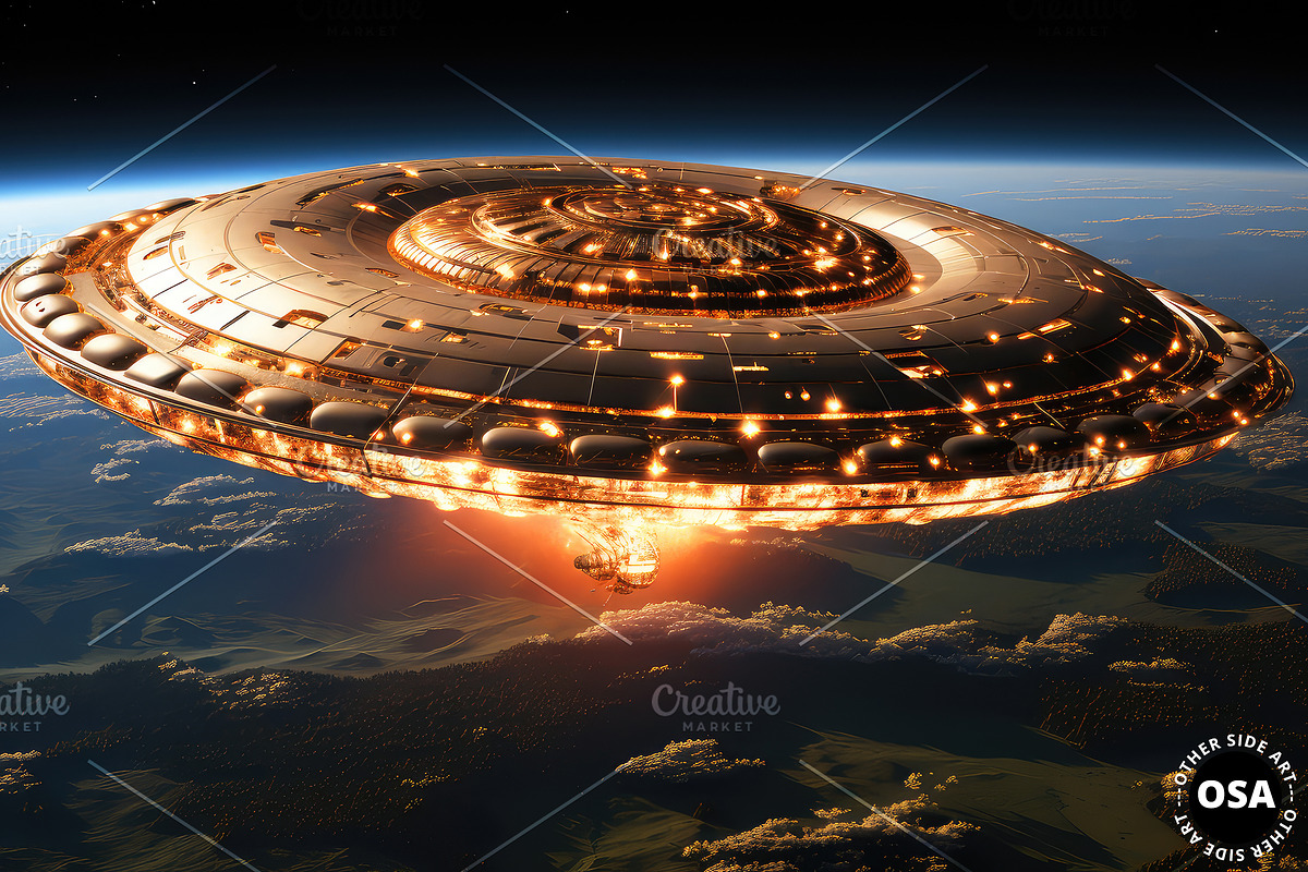 Saucer-Shaped Extraterrestrial UFO, a Technology Illustration by Other Side Art (Photo 6 of 8)