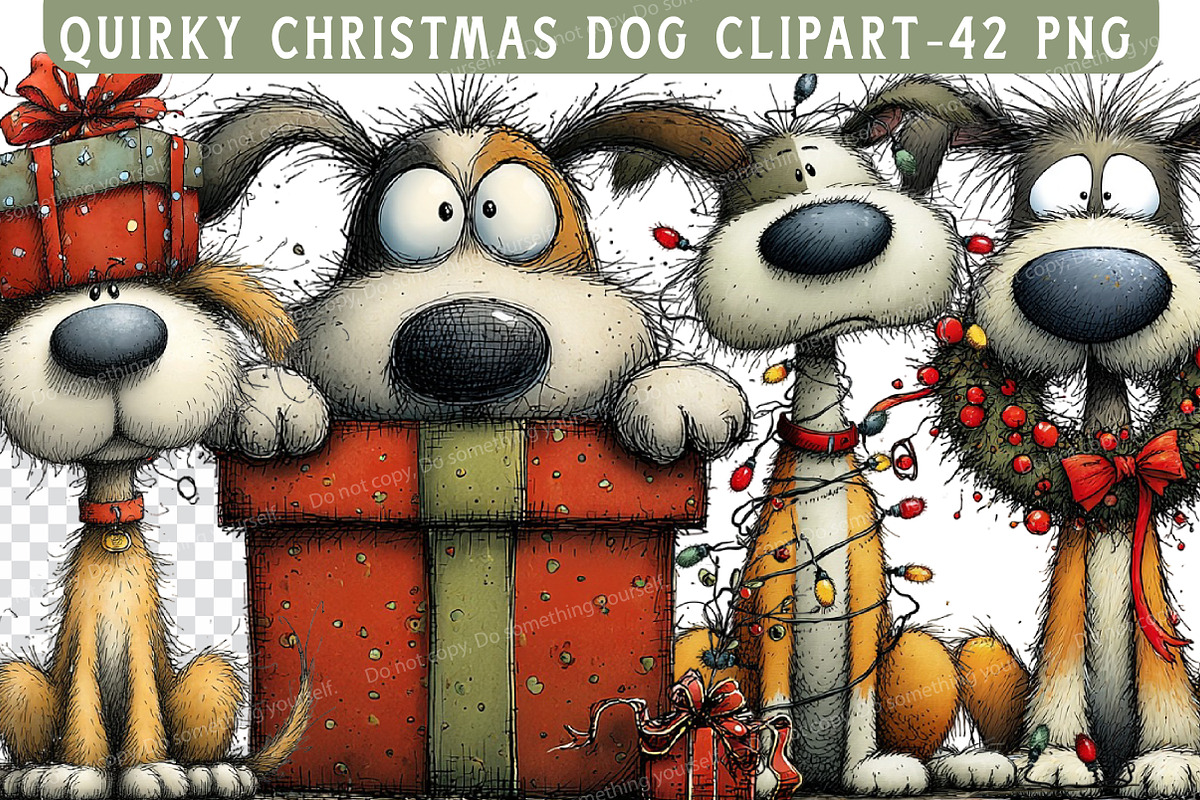 Quirky Christmas Dog Clipart, an Illustration by Libby Wishes (Photo 1 of 7)