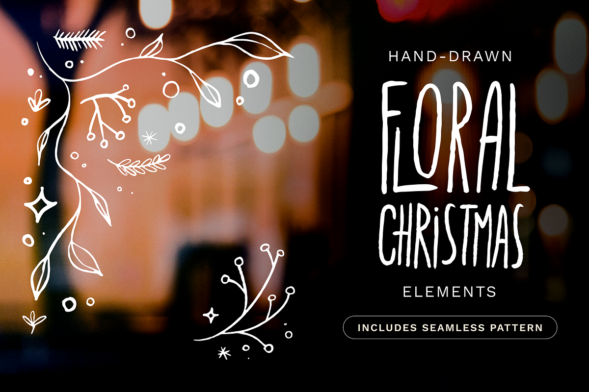 Hand-Drawn Floral Christmas Elements, an Illustration by nyulpsd (Photo 1 of 4)