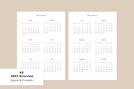 A5 2023 Overview | Planner Insert