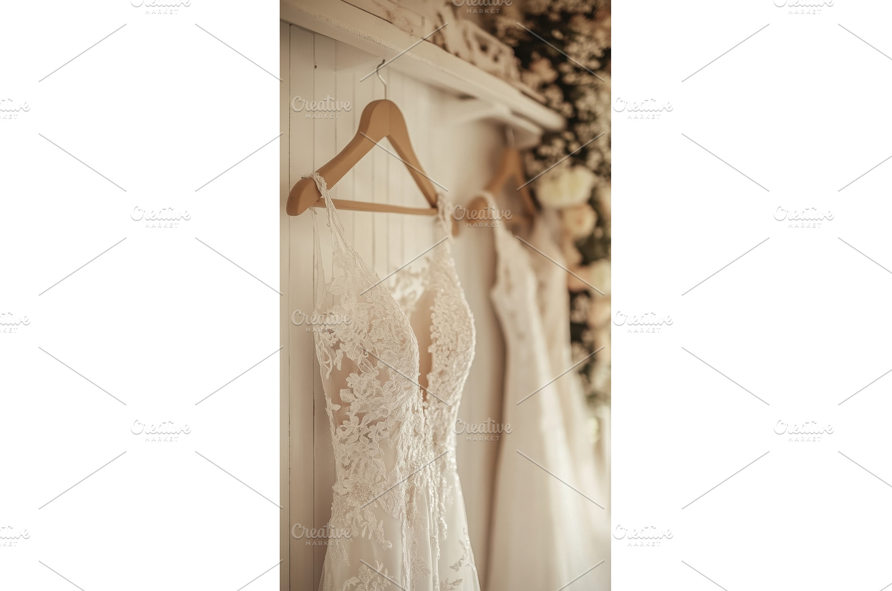 Elegant wedding dresses hanging, a Beauty & Fashion Photo by Beautiful things