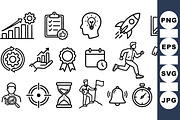 Business Productivity Icon Set, an Illustration by designvectx (Thumbnail 1 of 3)
