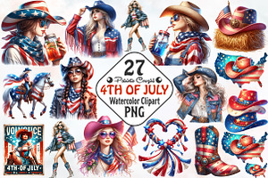 Patriotic Cowgirl Sublimation, an Illustration by RobertsArt