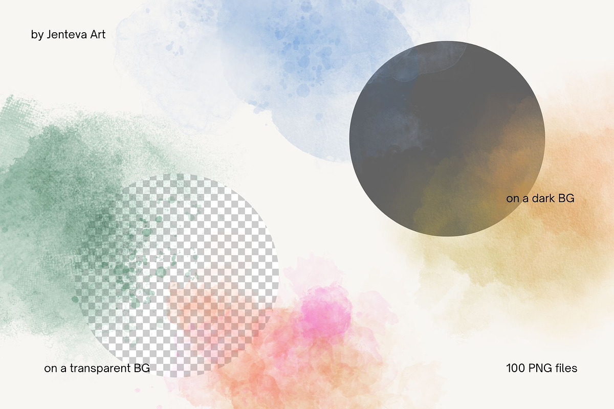 100 Watercolor Abstract Stains, a Texture Illustration by Jenteva Art (Photo 15 of 17)