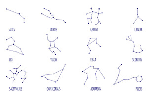 Zodiacal constellations. Horoscope, an Illustration by Valerie Bodnar