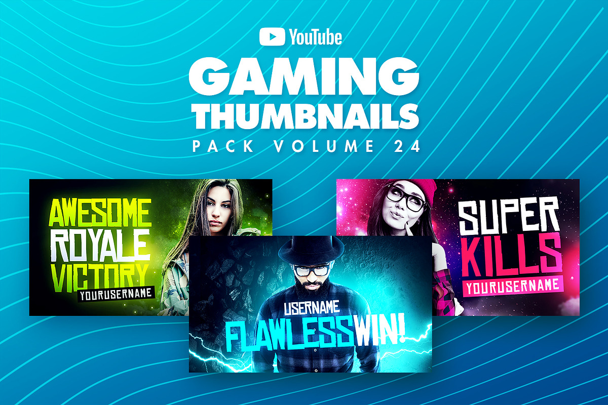 Gaming Youtube Thumbnails Pack 24, a Social Media Template by Odin_Design