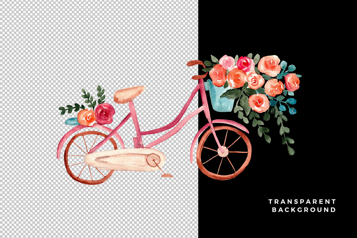 Pink Watercolor Floral Bicycle PNG, an Illustration by Mia Digital (Photo 4 of 7)