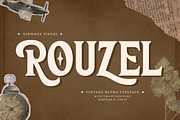 Rouzel Vintage - Retro Logo Font, a Serif Font by Nirmana Visual (Thumbnail 1 of 9)