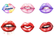 Watercolor Cute Lips Clipart, an Illustration by DreamArtGraphic (Thumbnail 4 of 5)