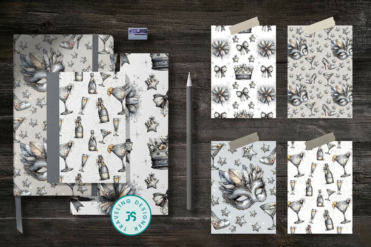15 Whimsical Party Seamless Papers, a Pattern Graphic by Traveling Designer (Photo 2 of 4)