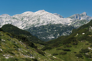 Mountain peaks of the Julian Alps just at early morning, Slovenia, a Nature Photo by Bepslabor