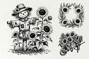 Sunflower Harvest Graphics, a Decorative Illustration by DENIDigitalArtSudio (Thumbnail 4 of 5)