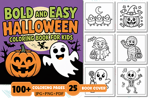 Bold And Easy Halloween Coloring, a Seasonal Illustration by Design Station