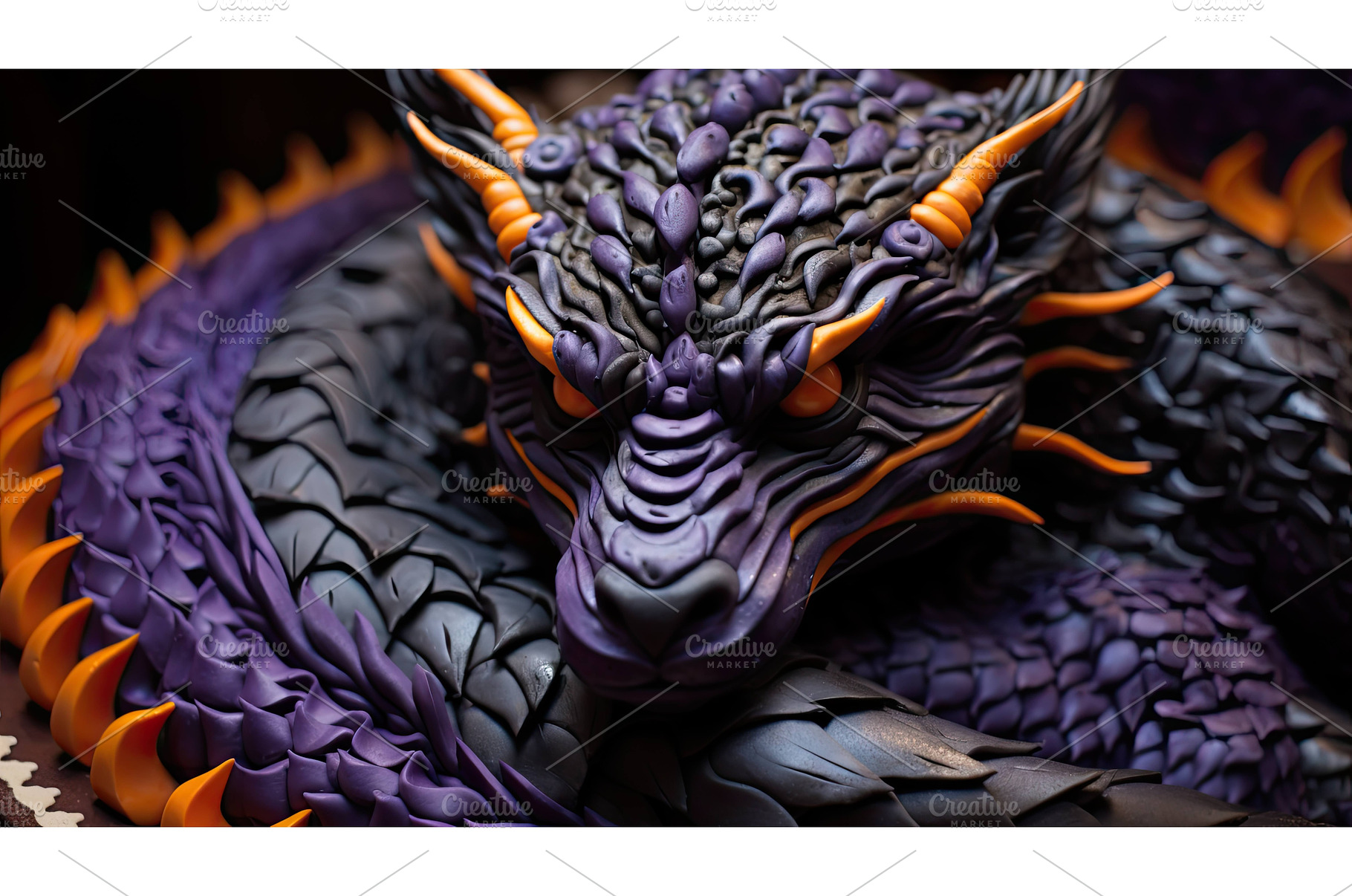 fondant purple dragon ai generated, a Food & Drink Photo by pikepicture