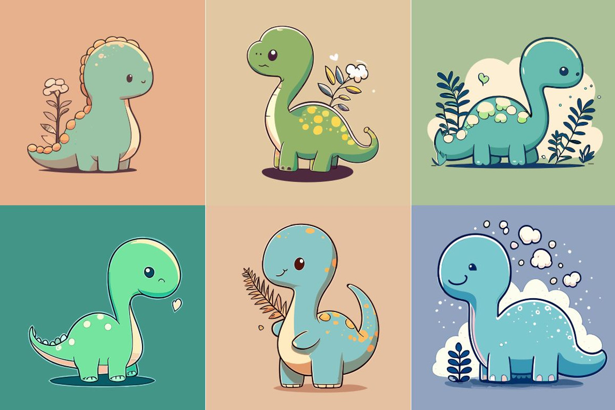 Cute cartoon dinosaur with leaves, an Animal Illustration by Zoya Miller (Photo 2 of 3)