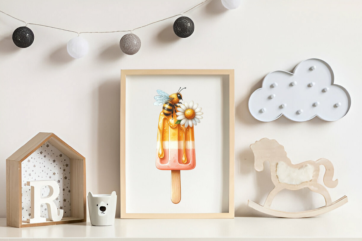 Cute Bee Summer Watercolor Clipart, an Illustration by CreationArt (Photo 2 of 9)