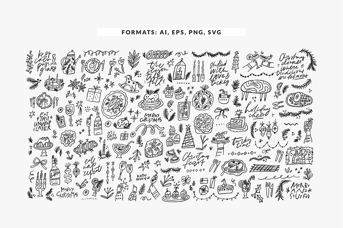 Christmas Feast | Hand drawn clipart, a Seasonal Illustration by Favete Art (Photo 3 of 10)