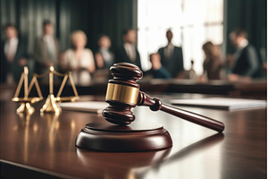 Judge's gavel resting on sound block, an Abstract Photo by Ylivdesign