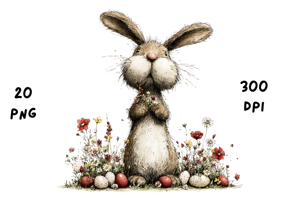 Whimsical Floral Easter Rabbit, an Animal Illustration by GiraffeCreative (Photo 4 of 20)