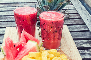 Smoothie of watermelon and pineapple stock photo containing smoothie and fruit