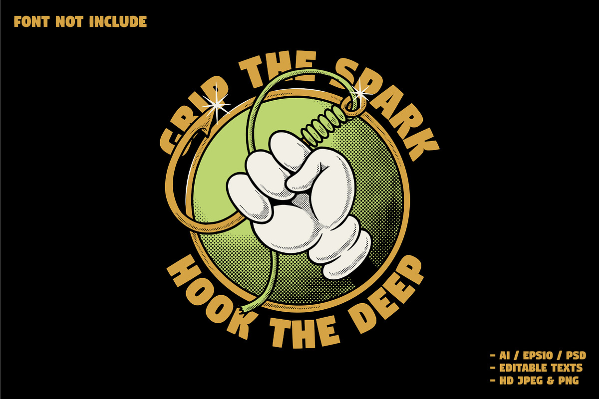 Retro Cartoon Hand Holding a Lure, a Branding & Logo Template by Judsart (Photo 1 of 3)