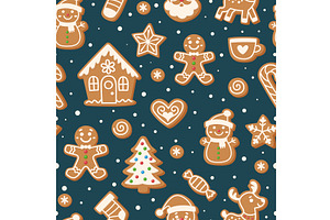 Gingerbread cookies seamless, an Object Illustration by Barsuk's Shop