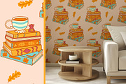 Autumn Books vector clipart patterns, an Education Illustration by Carpet Tapete Pretzel (Thumbnail 5 of 13)