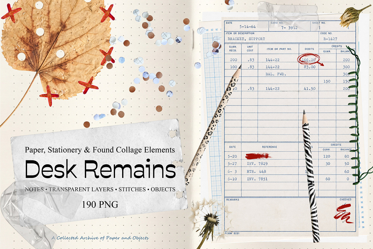 Desk Remains: Paper Collage Elements, an Object Graphic by DreamoraArt (Photo 1 of 11)